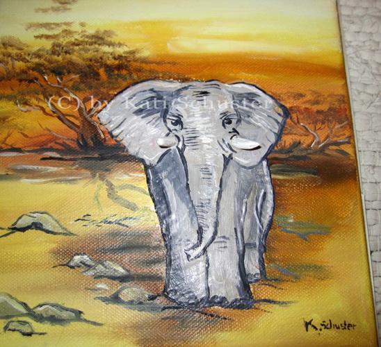 Ölbild Elefant